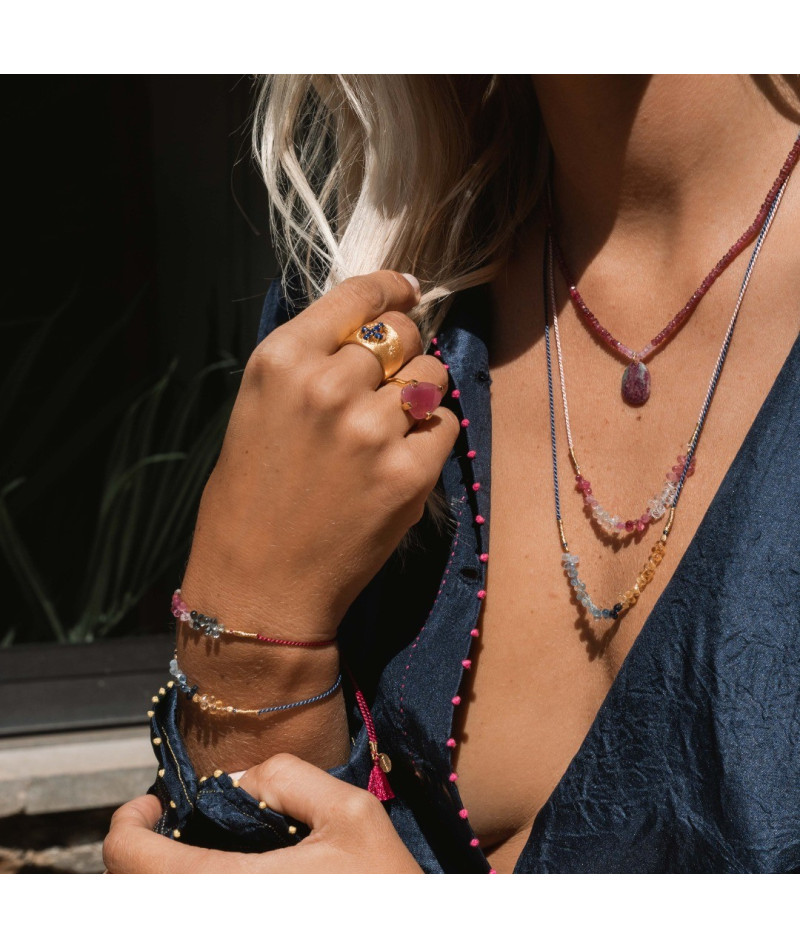 Collier Saphir Fushia-vert