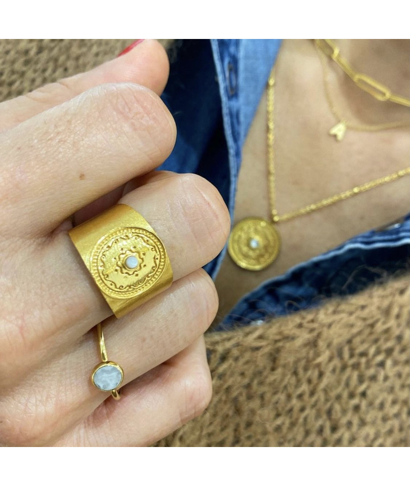 Bague Medaille Indi Nacre Ajustable