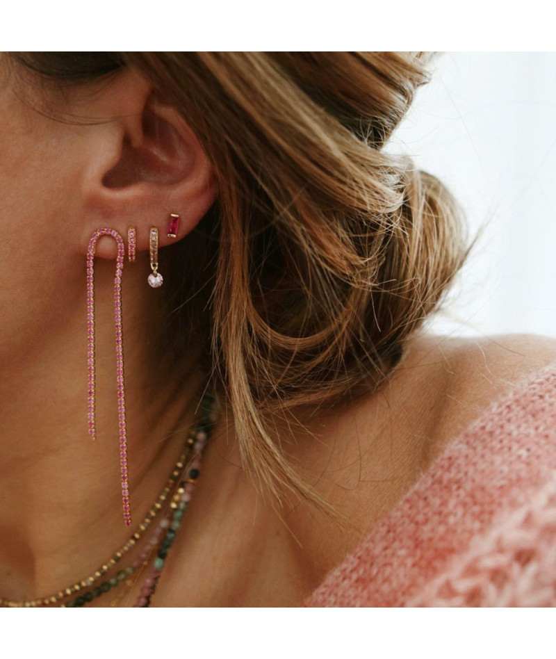 Puces D'oreilles Crystal Fuchsia