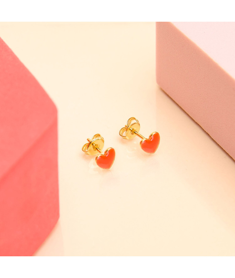 Puces D'oreilles Coeur Orange