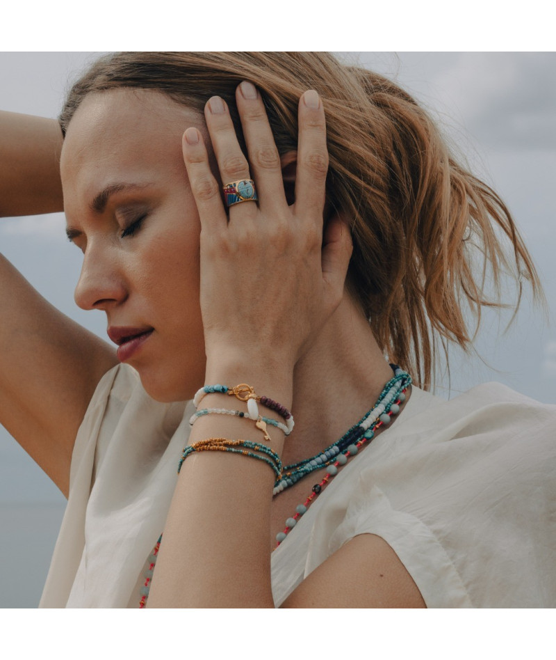 Bracelet Cauri Corail de Fossile