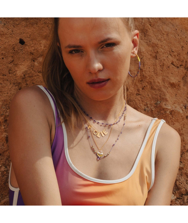 Collier Long Pondy Améthyste