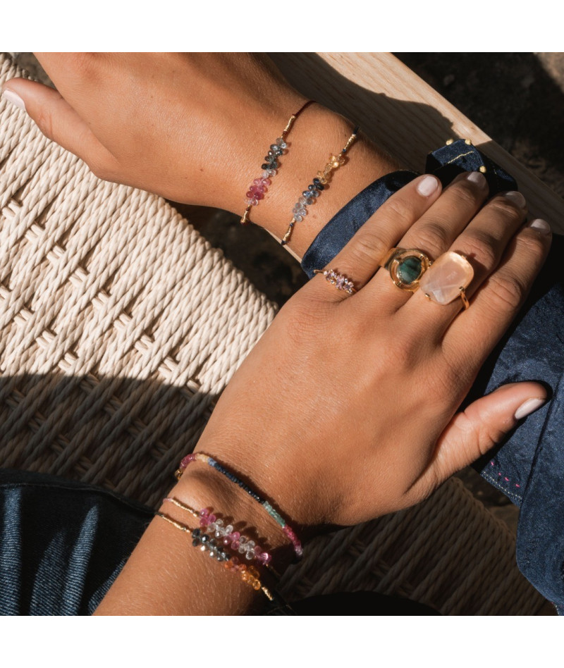 Bague Rectangle Quartz Rose