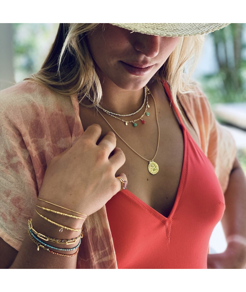 Collier pampilles rubis/chryso