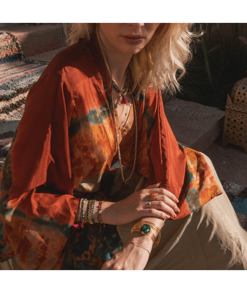 Sautoir Mala Pompon Bordeaux