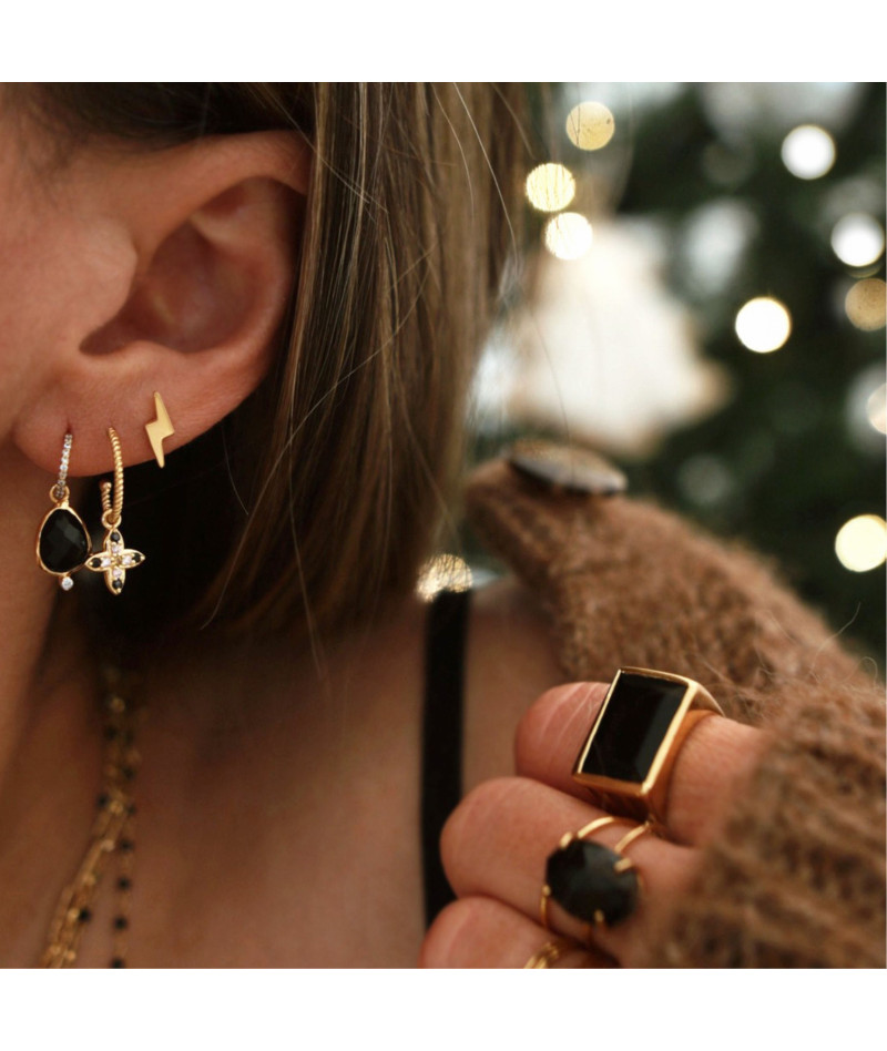 Boucles d'oreilles Netu Onyx Noir