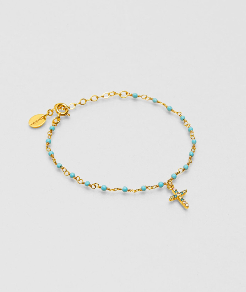 Bracelet inde croix turquoise