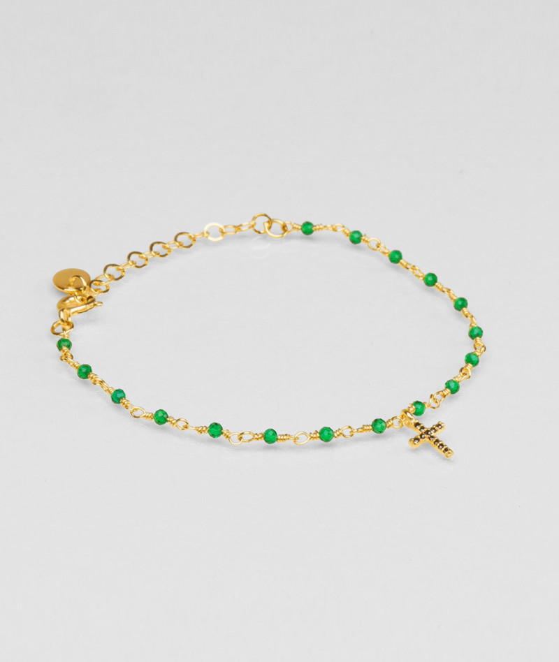 Bracelet inde croix emeraude