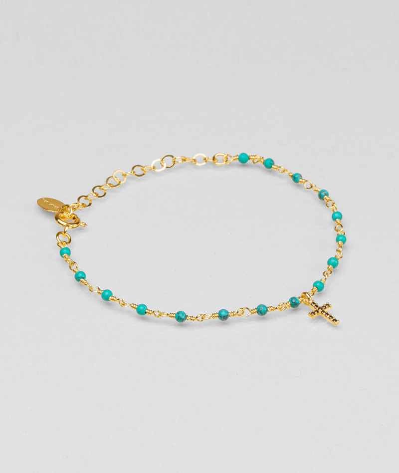 Bracelet inde croix turquoise