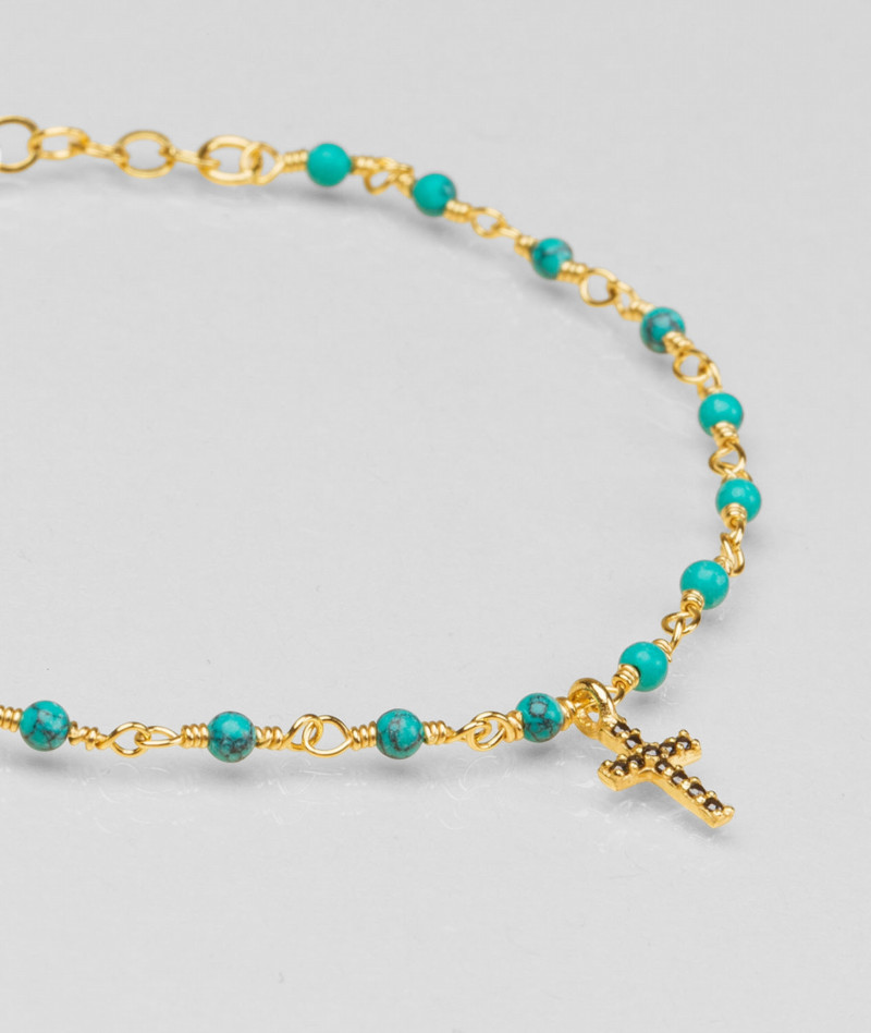 Bracelet inde croix turquoise