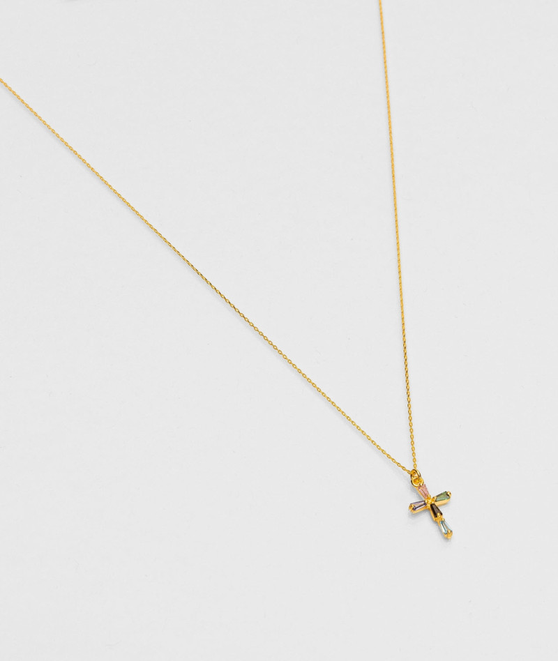 Collier Croix Zircons Multi