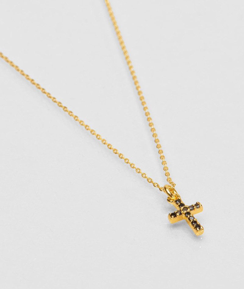 Collier croix zircon noir