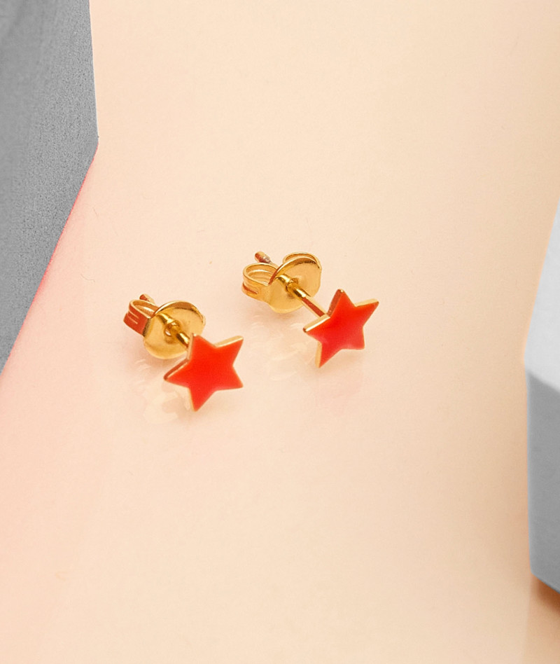 Puces d'oreilles etoile orange