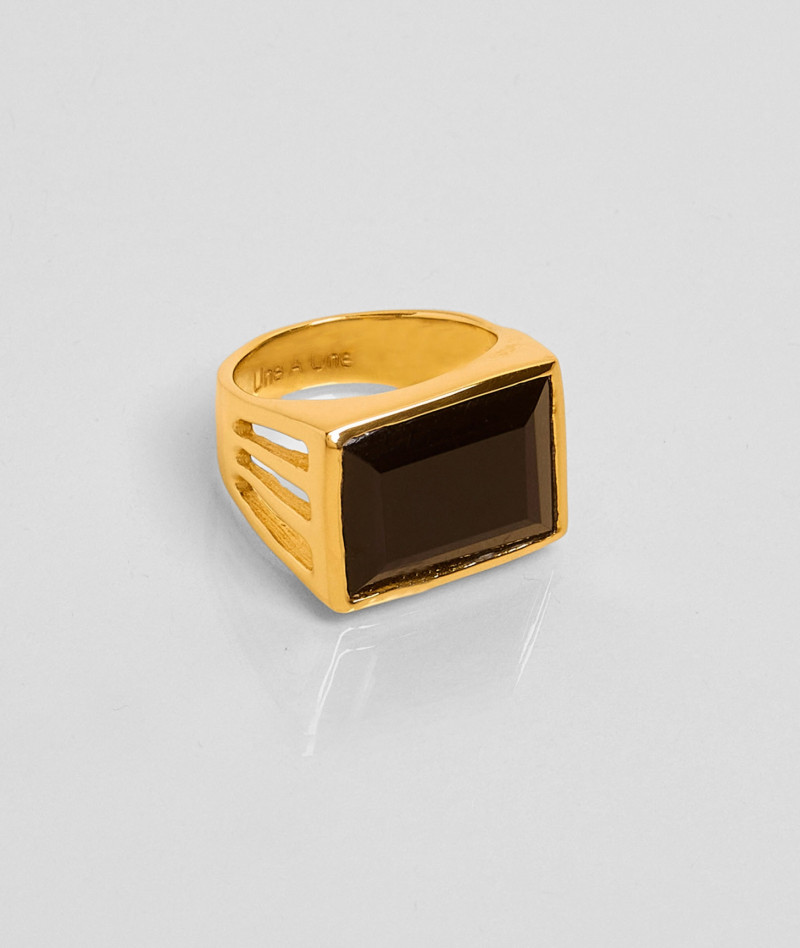 Bague Pondichery Rectangle Onyx Noir