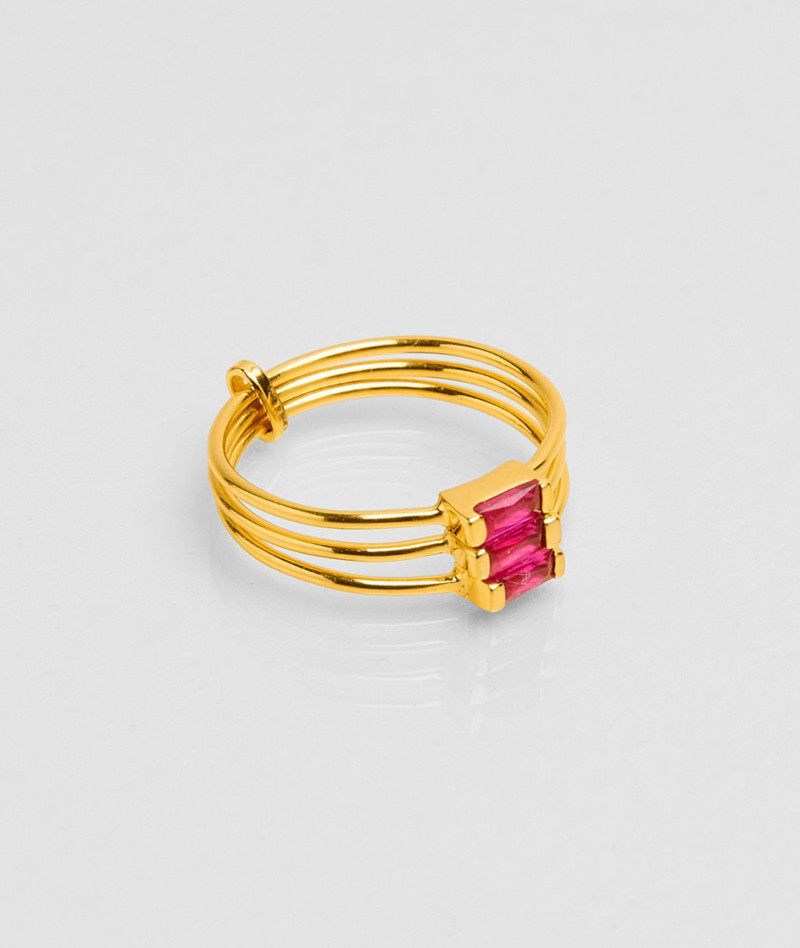 Bague Crystal Triple Fuchsia