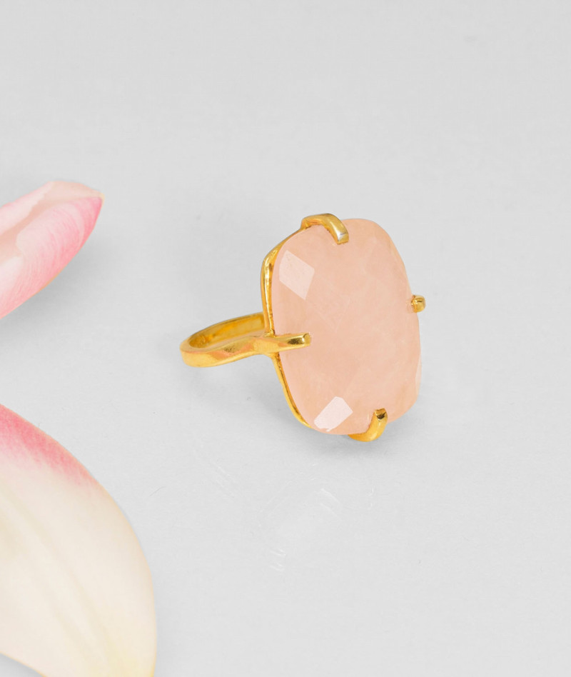 Bague Rectangle Quartz Rose
