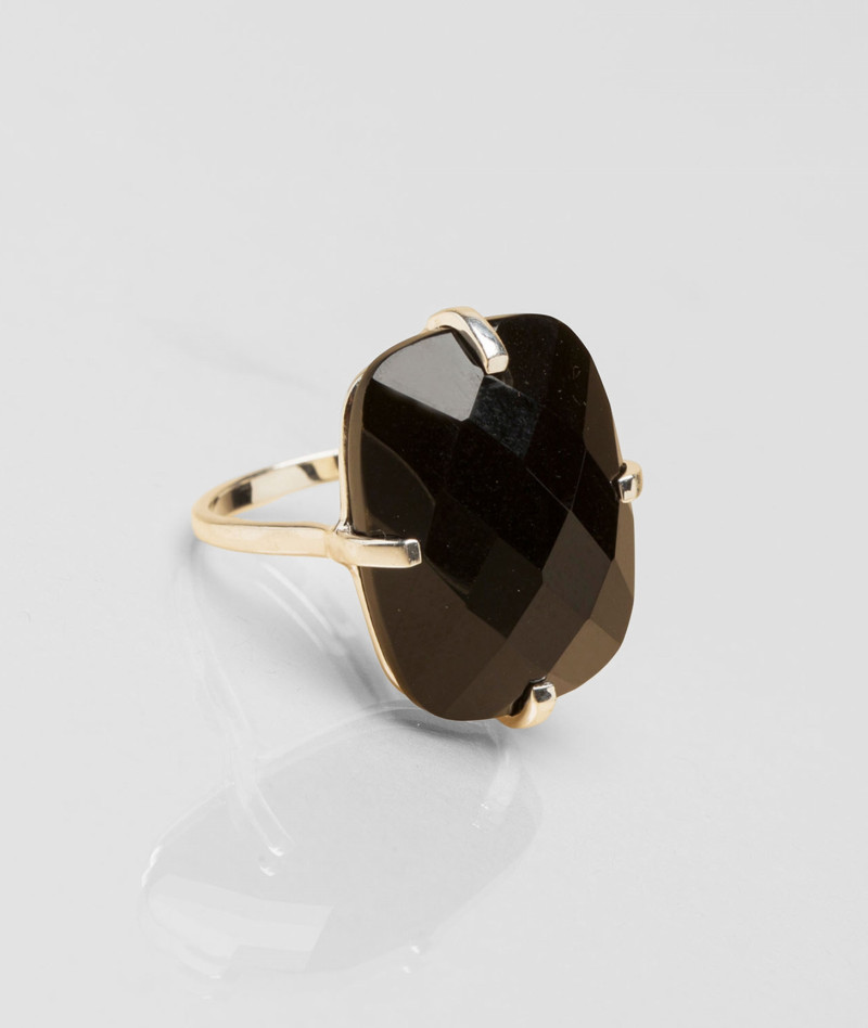 Bague Rectangle Argent Onyx Noir