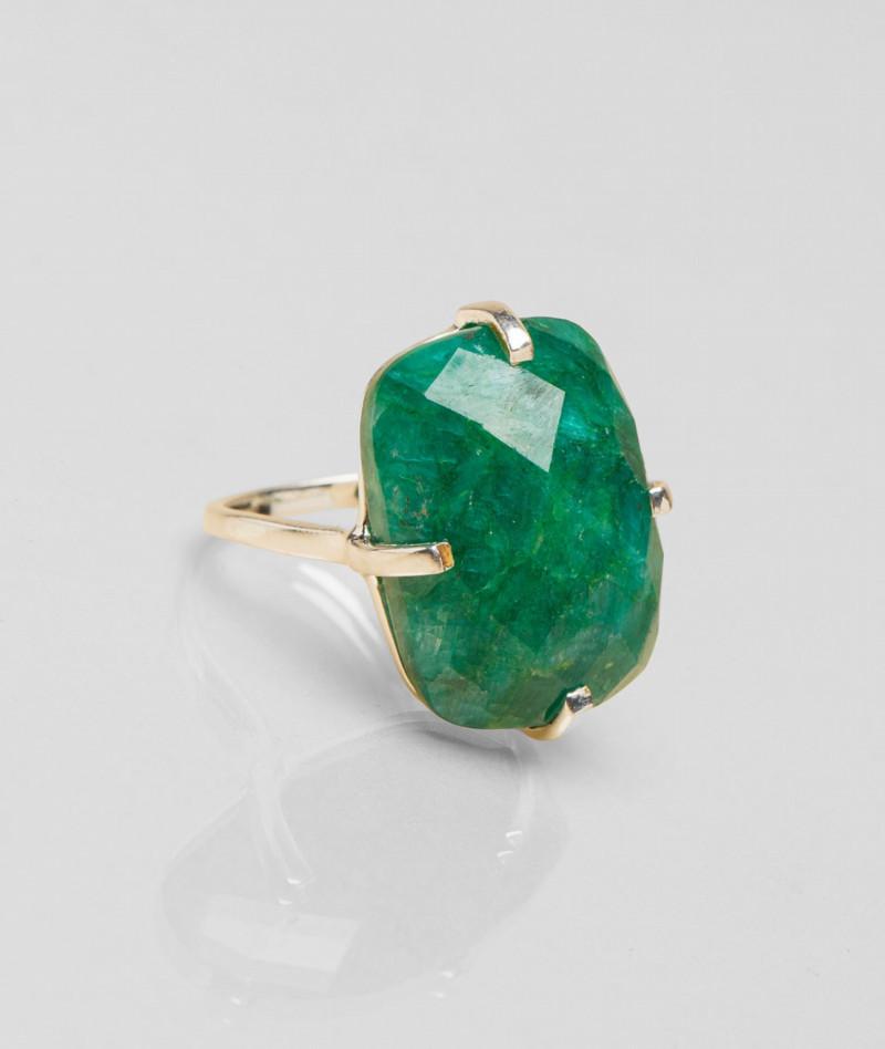 Bague Rectangle Argent Émeraude