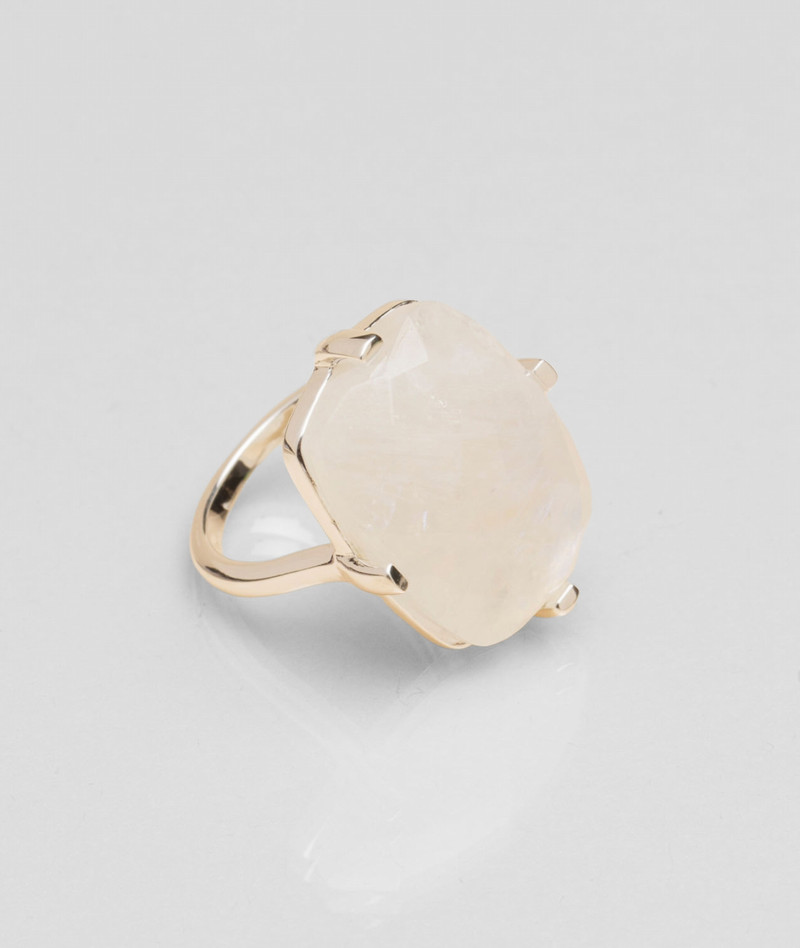 Bague Rectangle Argent Pierre De Lune