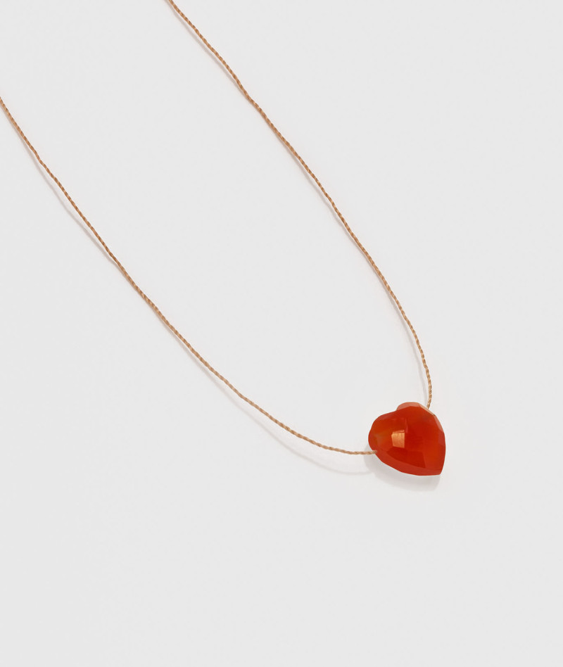 Collier Goutte Coeur Cornaline