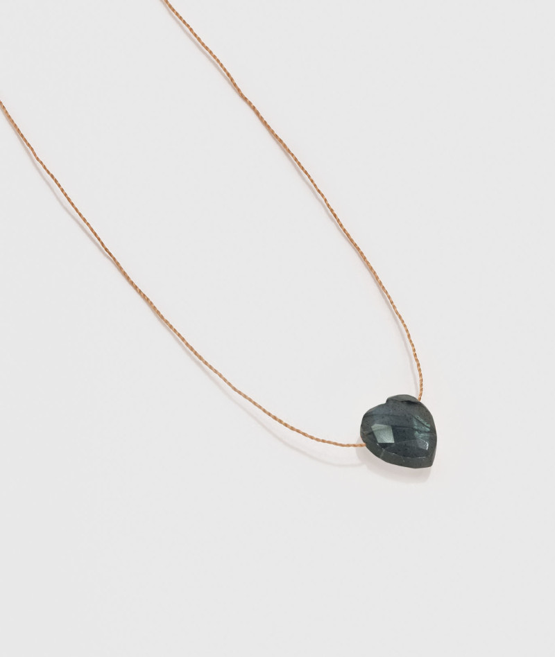Collier Goutte Coeur Labradorite