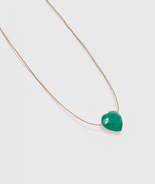 Collier Goutte Coeur Onyx Vert
