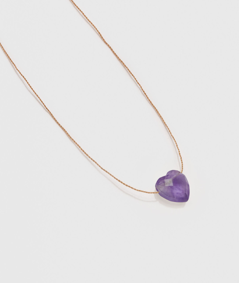 Collier Goutte Coeur Amethyste