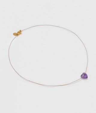 Collier Goutte Coeur Amethyste