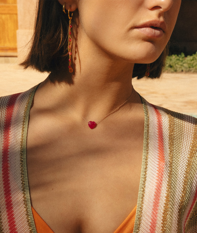 Collier Goutte Coeur Cornaline