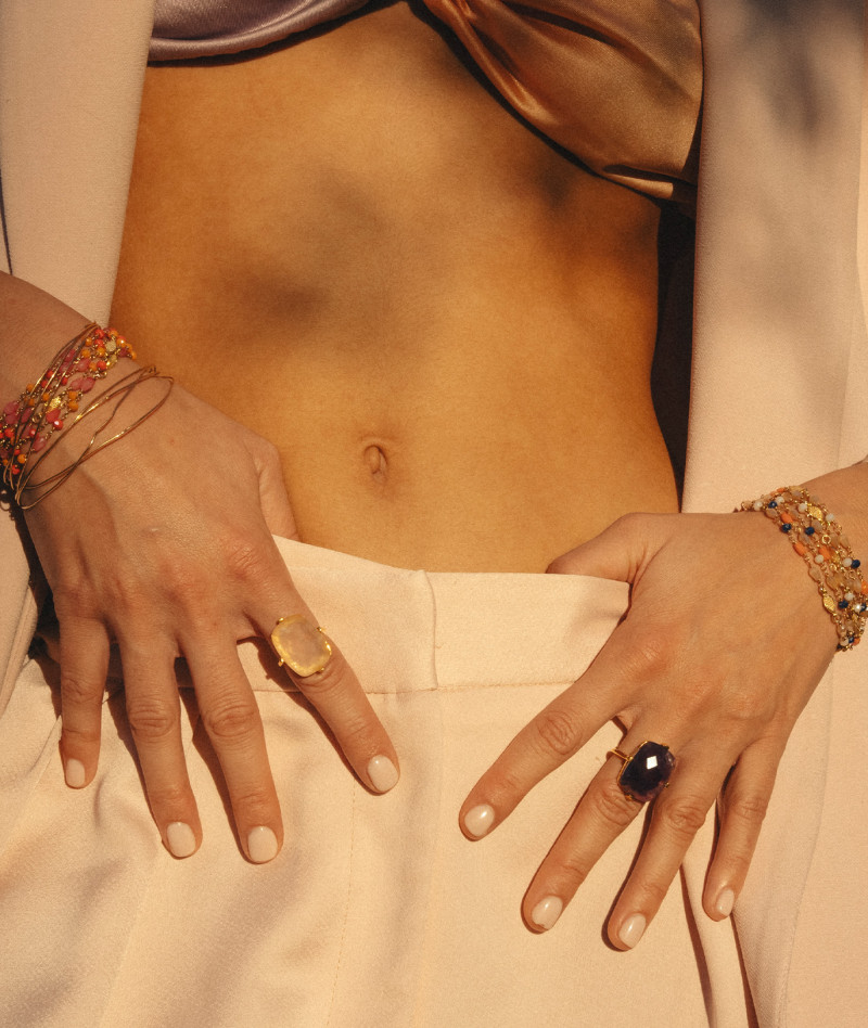 Bague Rectangle Quartz Rose