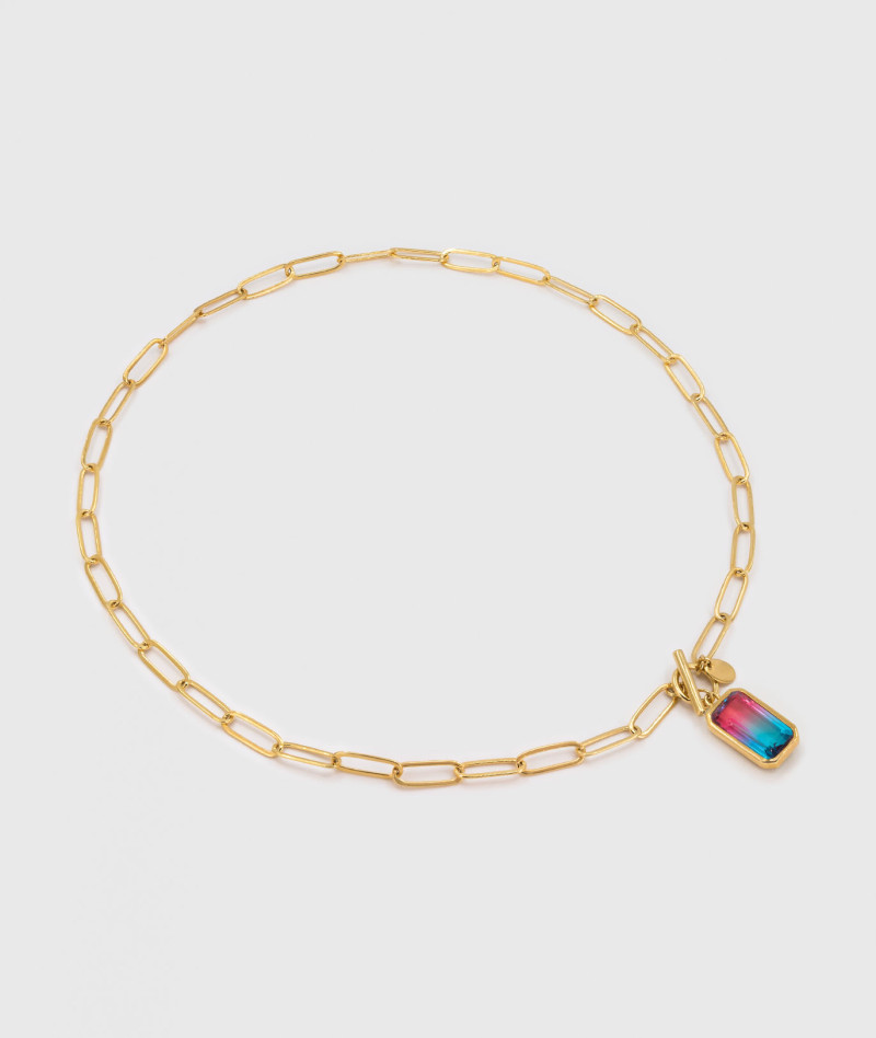 Collier Maillons Rainbow Aqua Rose