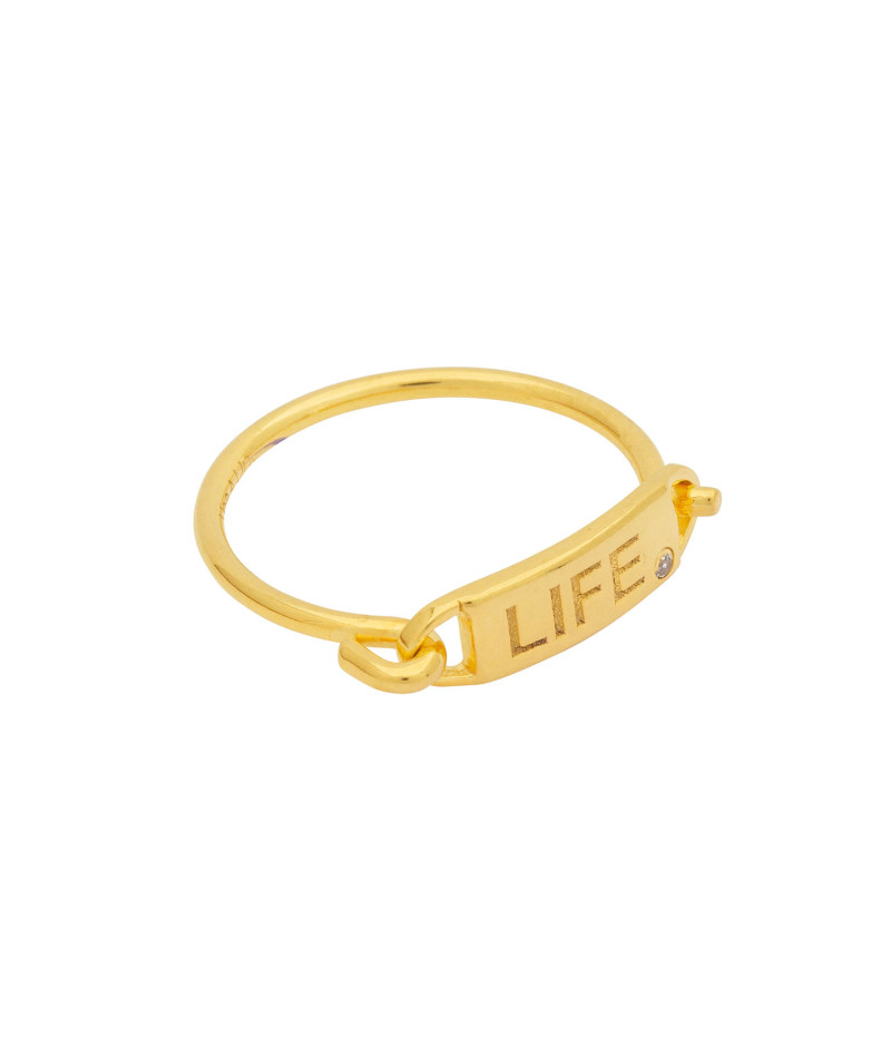 Bague Life Plaque Or Zircon Blanc