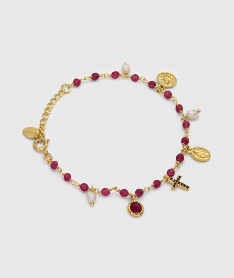 Bracelet Inde Charms Jade Rouge