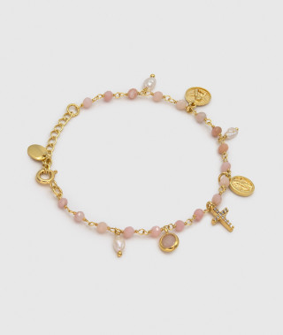 Bracelet Inde Charms Opale Rose