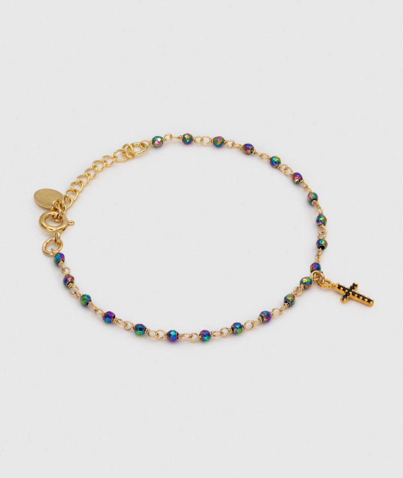 Bracelet Inde Croix Rainbow Hématite