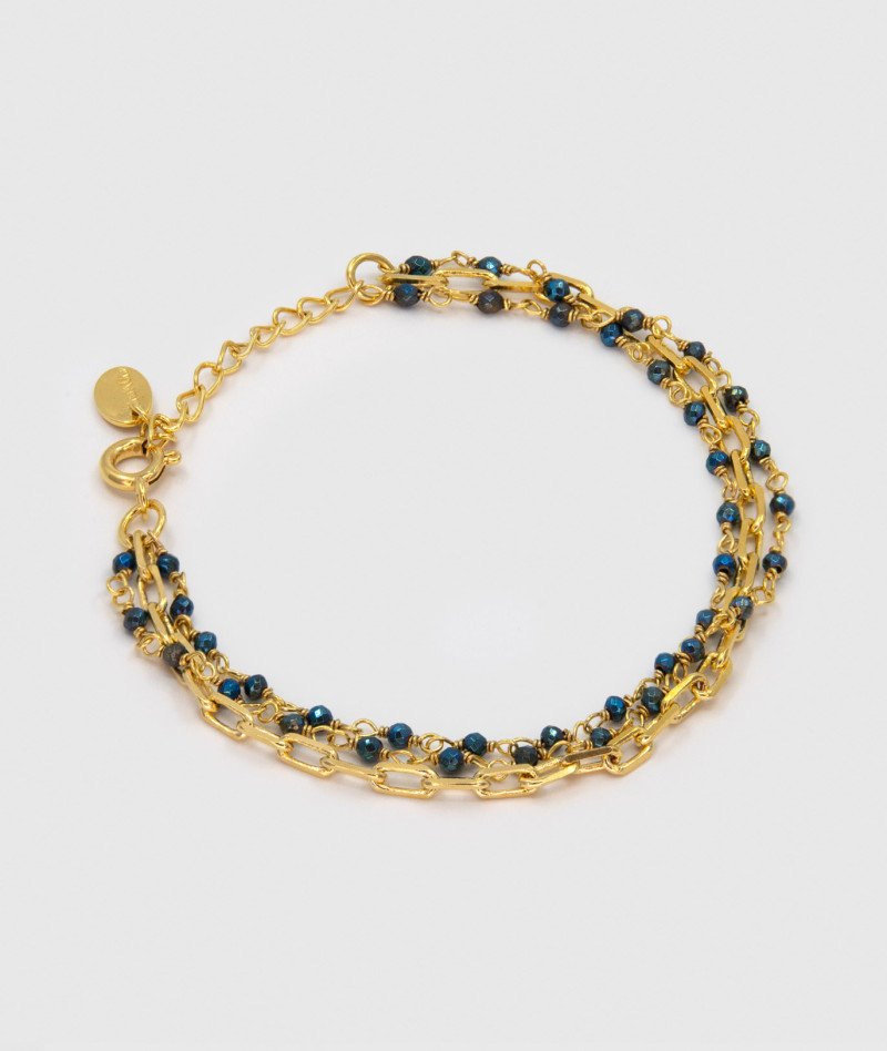 Bracelet Inde Triple Bleu Hematite