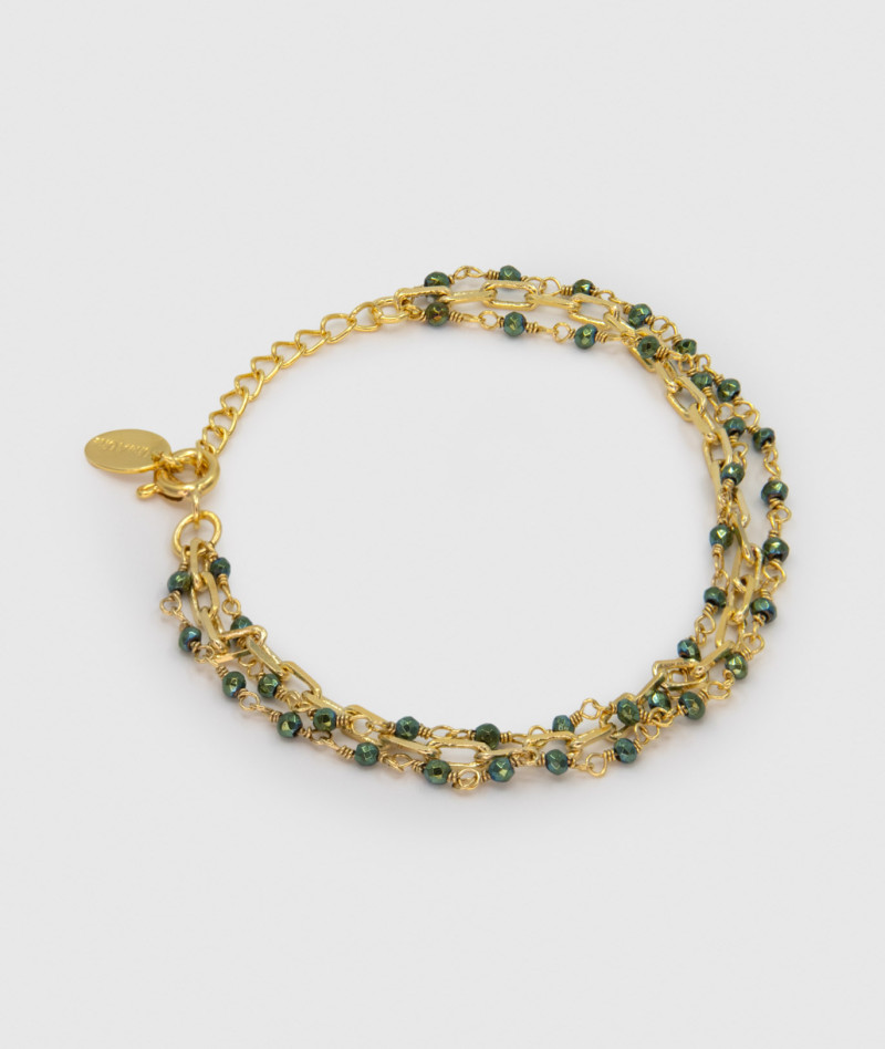 Bracelet Inde Triple Vert Hematite