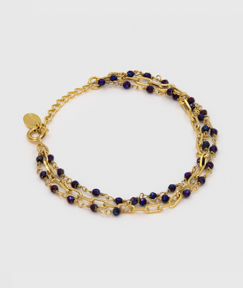 Bracelet Inde Triple Violet Hematite