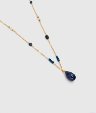 Sautoir Goutte Bleu Hématite