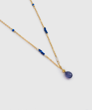 Collier Goutte Bleu Hématite