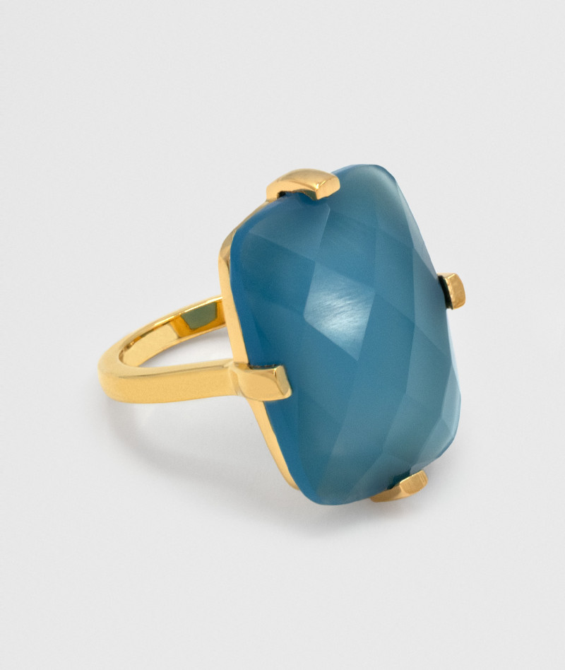 Bague Rectangle Bleu Calcedoine
