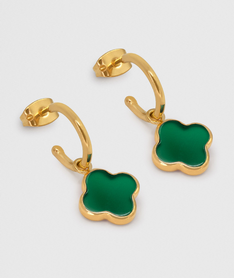 Boucle Bloom Petit Trèfle Onyx Vert