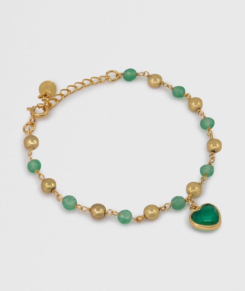 Bracelet Inde Love Cœur Onyx Vert