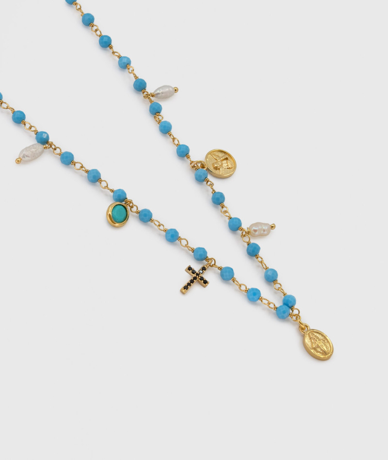 Collier Inde Multi Charms Turquoise