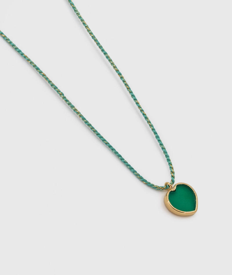 Collier Bloom Cœur Onyx Vert
