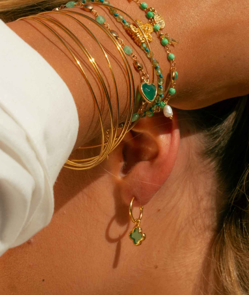 Boucle Bloom Petit Trèfle Onyx Vert