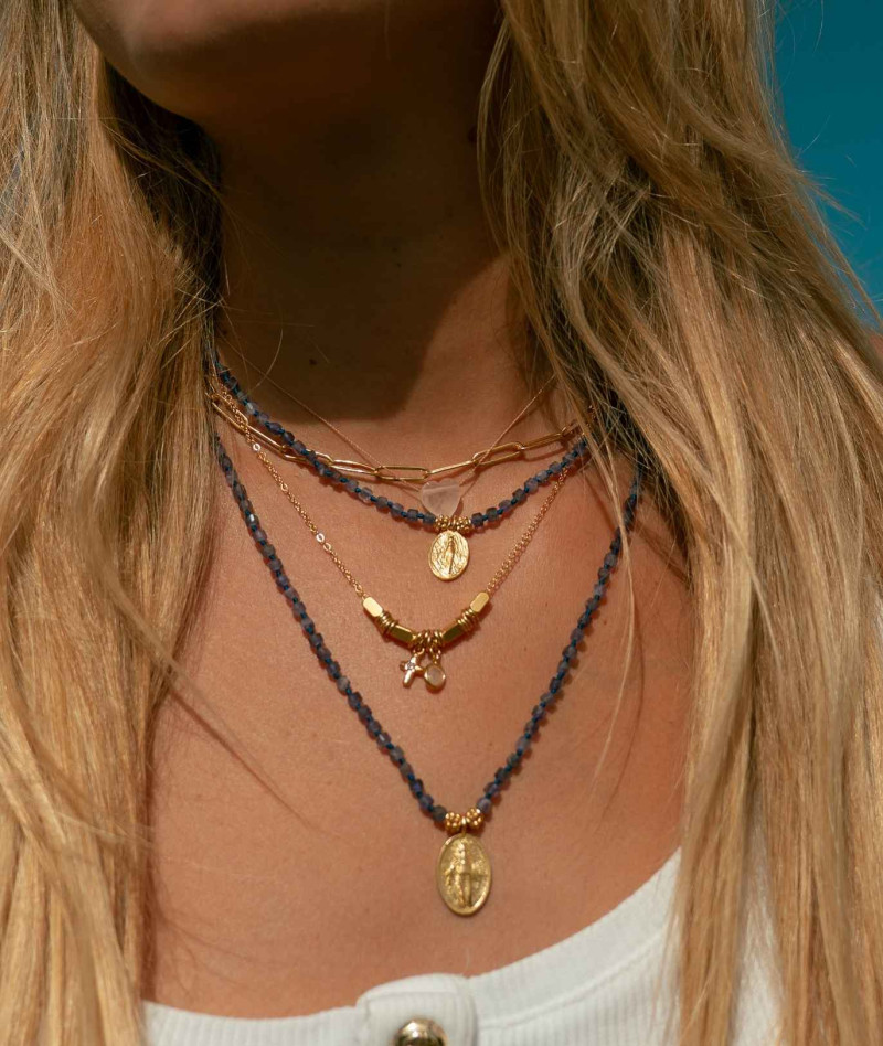 Collier Goutte Cœur Rose Quartz