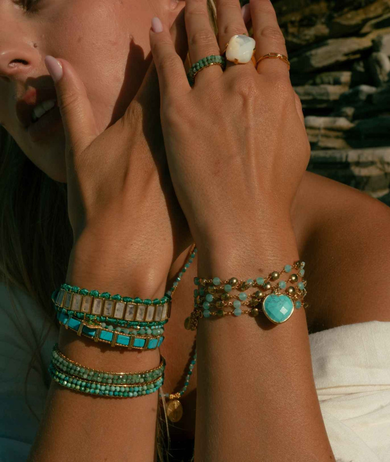 Collier Long Inde Love Cœur Turquoise